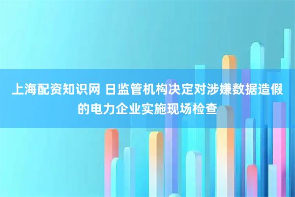 上海配资知识网 日监管机构决定对涉嫌数据造假的电力企业实施现场检查